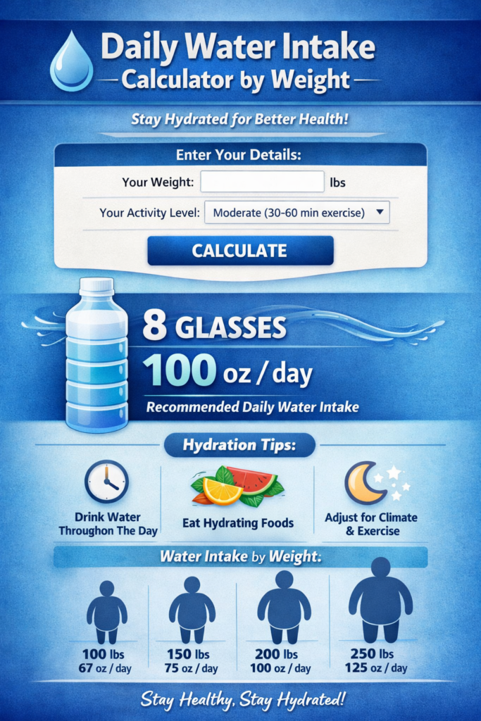 daily water intake calculator by weight